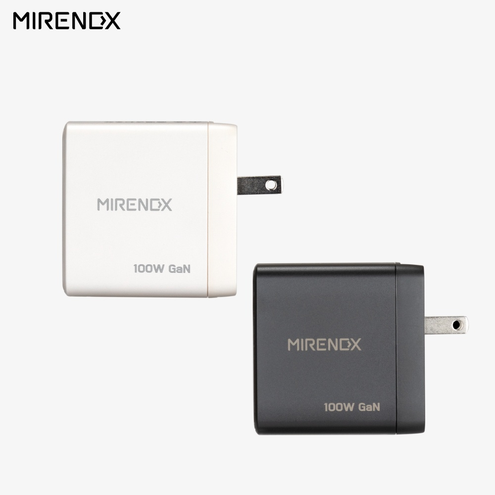 MIRENEX 100W GaN 多ポート急速充電器 USB-C×3 + USB-A｜台湾製 高出力PD対応 小型折りたたみ式